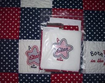 Patriotic Embroidered Baby Quilt KIT - SALE PRICED