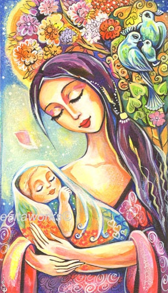 Nursery Art Maternity Mother and Child Baby Tree of by evitaworks