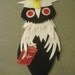 Vintage Felt Owl, Owl Applique, Graduation, Owl in Mortarboard, Large Black Felt Owl