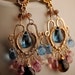 14k Gold fill Earrings w/ London Blue Topaz, Smoky Quartz, Grapefruit & Blue Corundum Quarz: Tamis