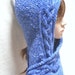 Hand Knit Hoodie Cabled Scarf