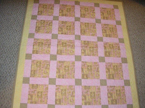 Handmade Animal Print Baby Girl Quilt 36x44 incheas
