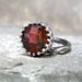 Ammolite Ring with Red Flash set in Sterling Silver Crown Bezel - Silver Artisan Jewelry Handmade and Designed by A Second Time