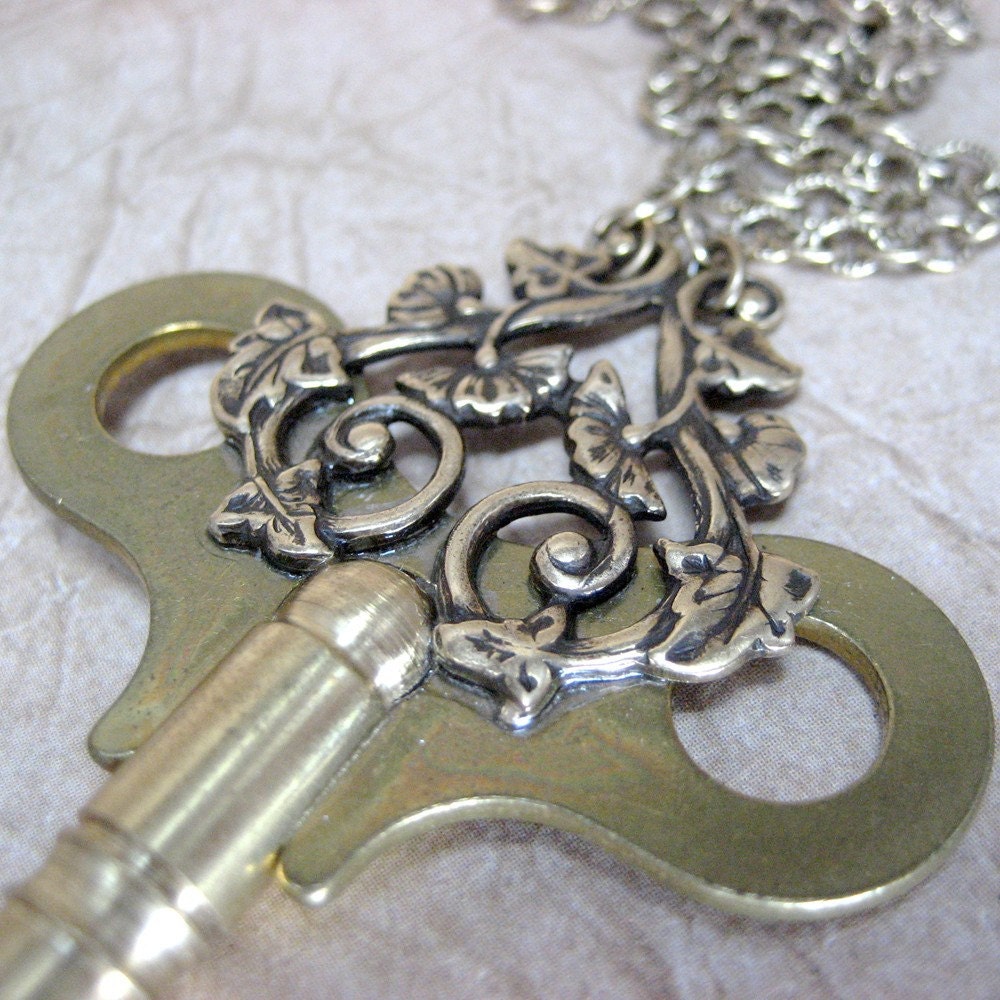 Vintage Clock Key Pendant Steampunk and Neo Victorian Era