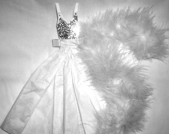 White Winter Ball Gown and Boa