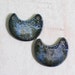 SALE: Spirals and Dots Crescent Moon Two Hole Porcelain Pendant Set in OOAK Blue Green Glaze