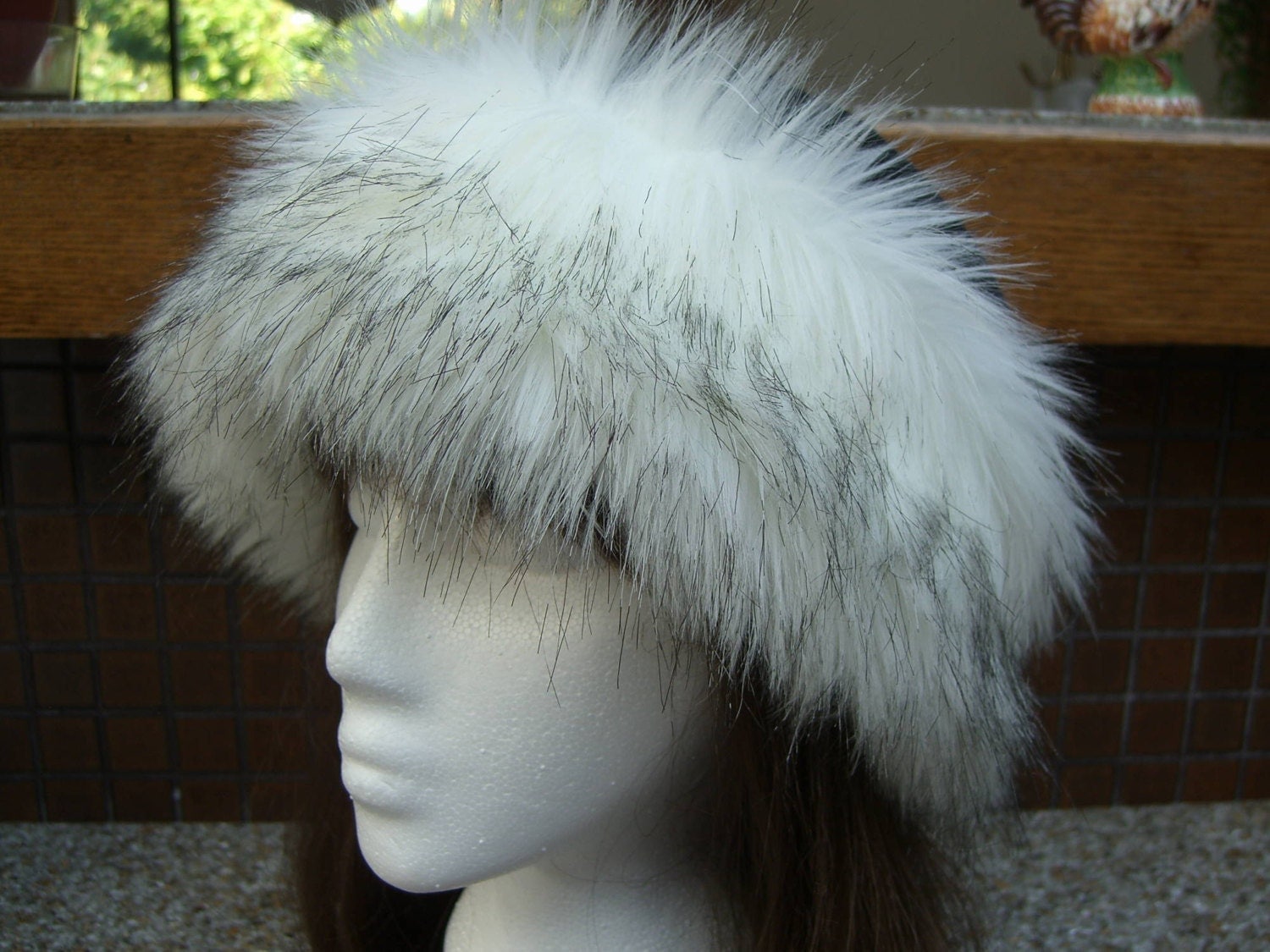 Russian Husky FAUX FUR HAT Pillbox Black Fleece Women's