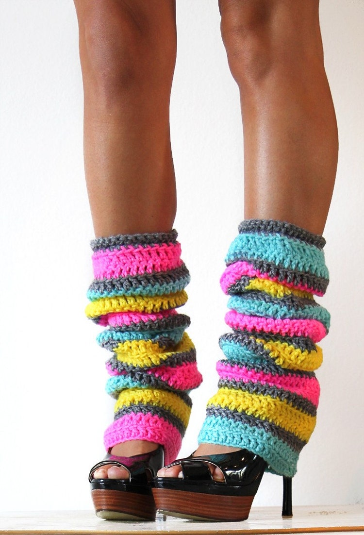 80s Party Leg Warmers in Neon Stripes by mademoisellemermaid