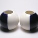 Two Sphere Vases in White and Dark Blue