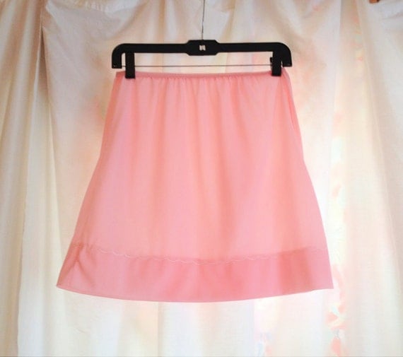 Vintage Light Pink Slip Skirt. Sheer. Feminine. Romantic.