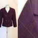 Vintage Eggplant Purple Jacket. Short Jacket. Size 7/8. 1980s. Bold. Structured Jacket. Checked Pattern. Short Coat.