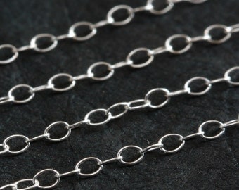 Sterling Silver Chain by the Foot - Petite Oval Cable 2mm x 1.3mm - Select Lengths to 3 Feet