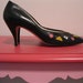 vintage black CUTOUT stiletto heels pumps shoes retro rocker made in ITALY 7.5 8 leather pink yellow