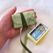 NEW COLOR..Miniature SAGE Green Leather Tarot Bag....Gusseted..Smooth..For Mini Rider Waite Deck