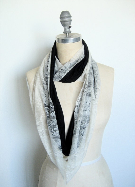 The Infinity Scarf in Ivory Lace and Black