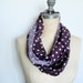 Infinity Circle Scarf Soft Knit in Purple Polka Dot