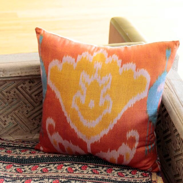 Rusty Orange Silk Ikat Throw Pillow by BranchandBirdie on Etsy