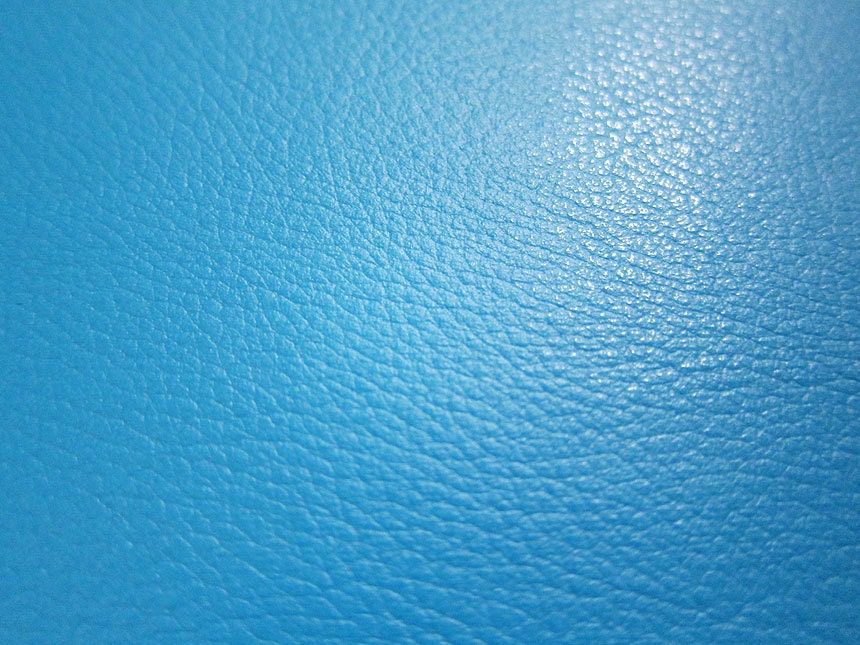 Faux Leather Fabric in Lambskin Pattern Bright Blue Half