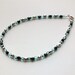 Turquoise, Black and Silver Czech Crystal Anklet - 10.5 Inch