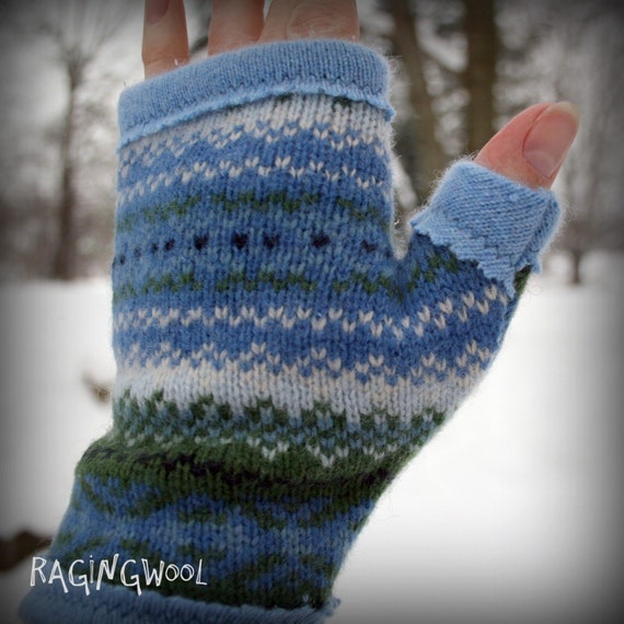 Cashmere and Wool Fingerless gloves recycled eco friendly