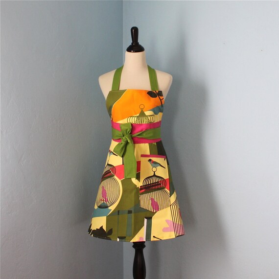 Bird Cage Full Apron with IKEA Fabric for Women by pamwares