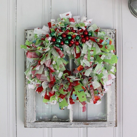 colorful christmas rag wreath with riley blake fabric and colorful christmas rag wreath with riley blake fabric and