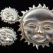 Vintage LARGE Golden Sunburst Face Brooch & Clip-On Earrings SET