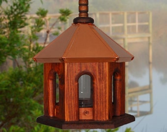Bird Feeder, Copper Birdfeeder, Hanging Bird Feeder, Rustic Bird Feeder