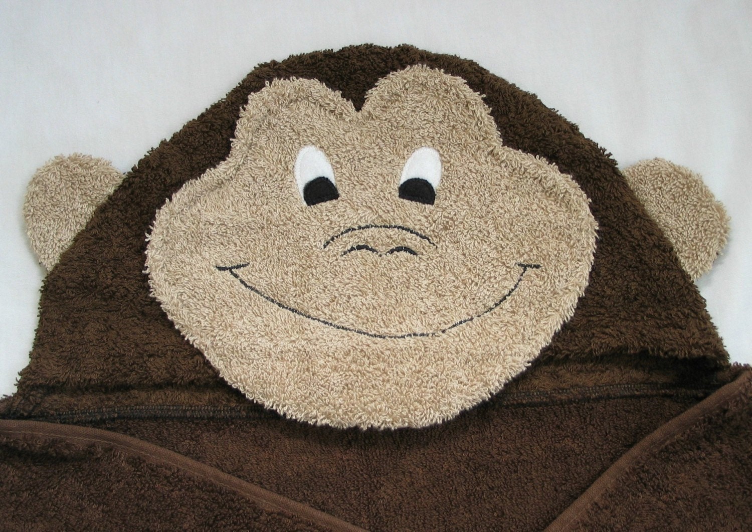 Monkey Hooded Bath Towel Dark Chocolate Brown for Infant