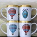 Hot Air Balloons & Fabergé Egg - Set of 4 Porcelain Mugs Trimmed in Gold, NWT