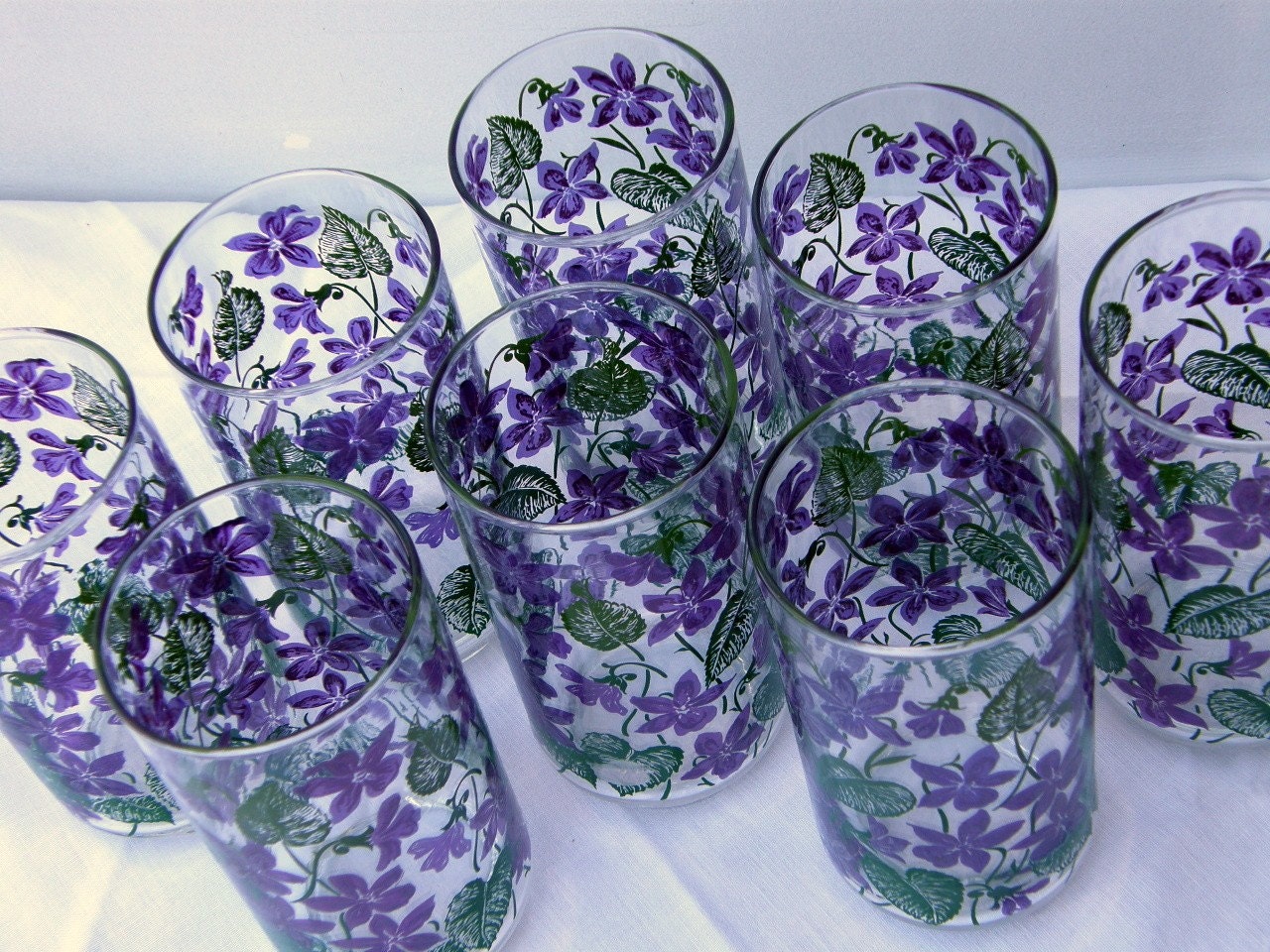 Set of 8 Purple Violet Drinking Glasses by Libbey