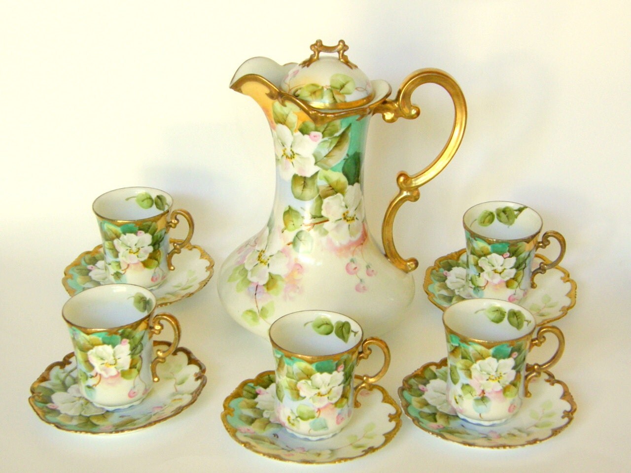 Antique Coffee or Chocolate Pot Set Exquisite Signed