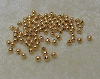 100 4mm Gold PLated over Brass Spacer Beads findings (526)