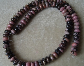 Full Strand of 8mm Rhodonite Rondelle Gemstones (259)