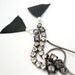 Feathered Rhinestone Dangle Earrings, Black Iridescent Feathers, Crystal Rhinestone, Gunmetal, Boho Chic Jewelry