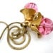 Brass Rose Swirl Earrings, Rose Crystal , Vintage Brass Petal Caps, and Swirled Earwires, Victorian Inspired, Spring Fashion