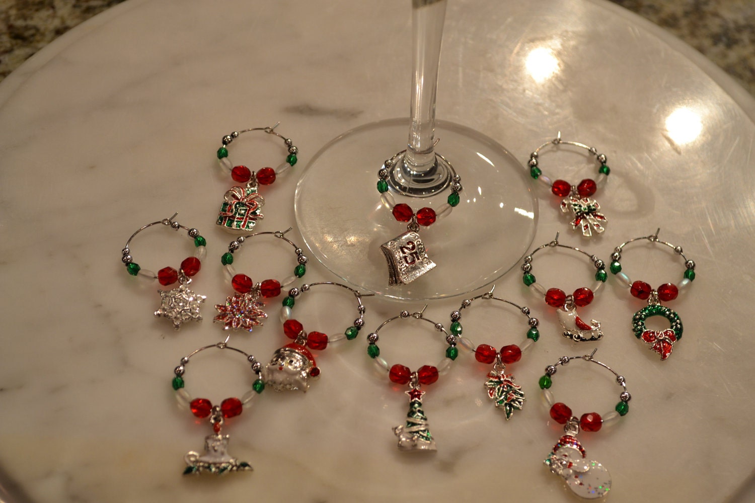 christmas wine charms set of 12 w pouch christmas wine charms set of 12 w pouch