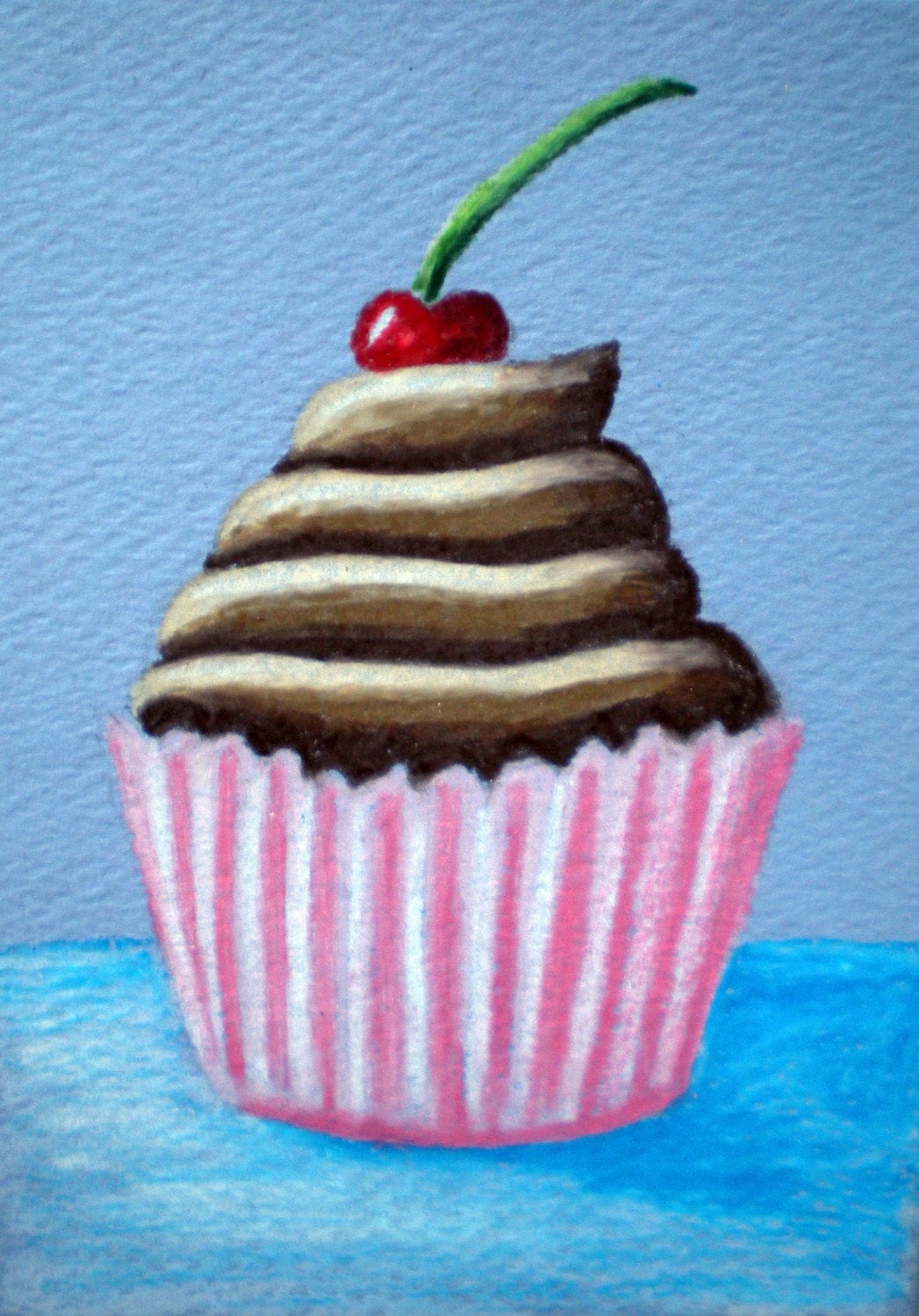 Original Framed Fudge Delight Cupcake Mini Colored Pencil 