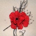 Red and Black Flowered Hair Bobby Wedding Hair Accessories, Gothic, Prom