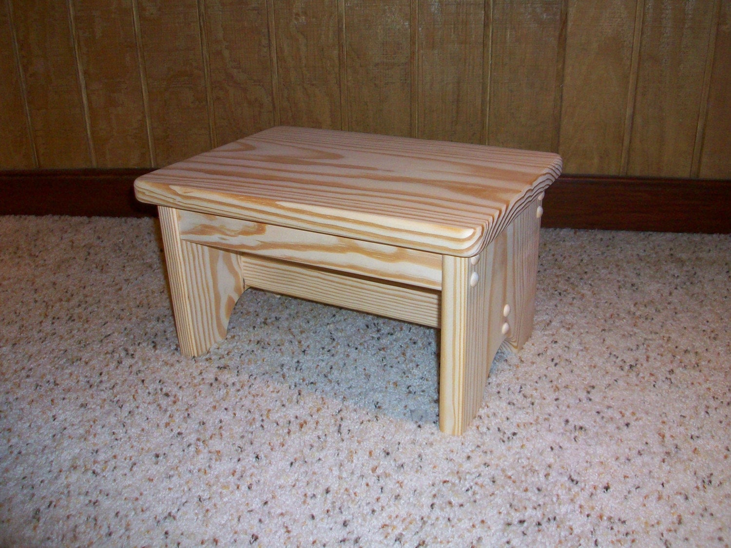 Handcrafted Unfinished Pine Step Stool