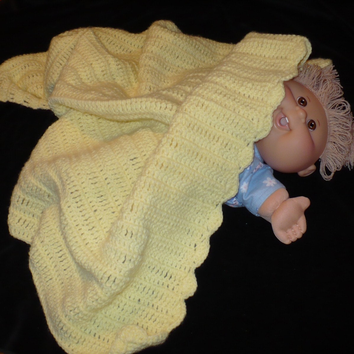 Yellow Crocheted Baby Blanket by Gr8Gr8Auntie on Etsy