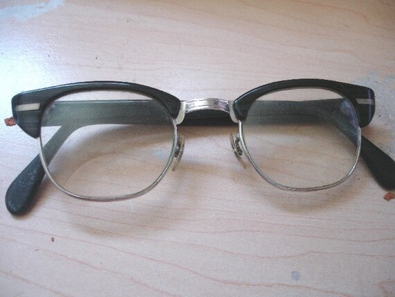 Vintage 1950s 1960s Malcolm X Horn Rimmed Mens Glasses 4 5 6