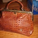 Vintage Sorpresa Italy leather croc purse bag large