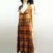 1980s Vintage Dress Rust / Black Plaid Summer Dress Sz L