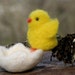 Needle felt yellow wool chick in felted egg (woolcrazy)