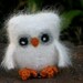 Plush fluffy white Felt Angora Wool Baby Owl natural toy ecofriendly (woolcrazy)