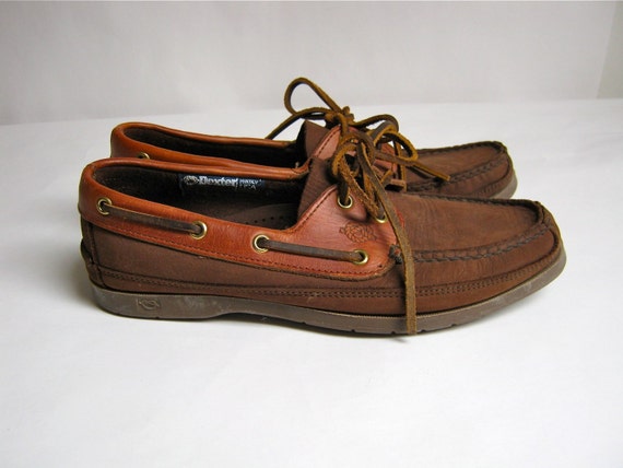 Vintage brown leather Dexter boat shoes