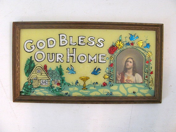 Vintage Folk Art God Bless Our Home Painted By Dirtybirdiesvintage