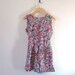 Vintage pink floral Culottes Romper Dress w button Up Front size M