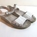 vintage 80s white leather DEXTER strappy peep toe sandals 9 N